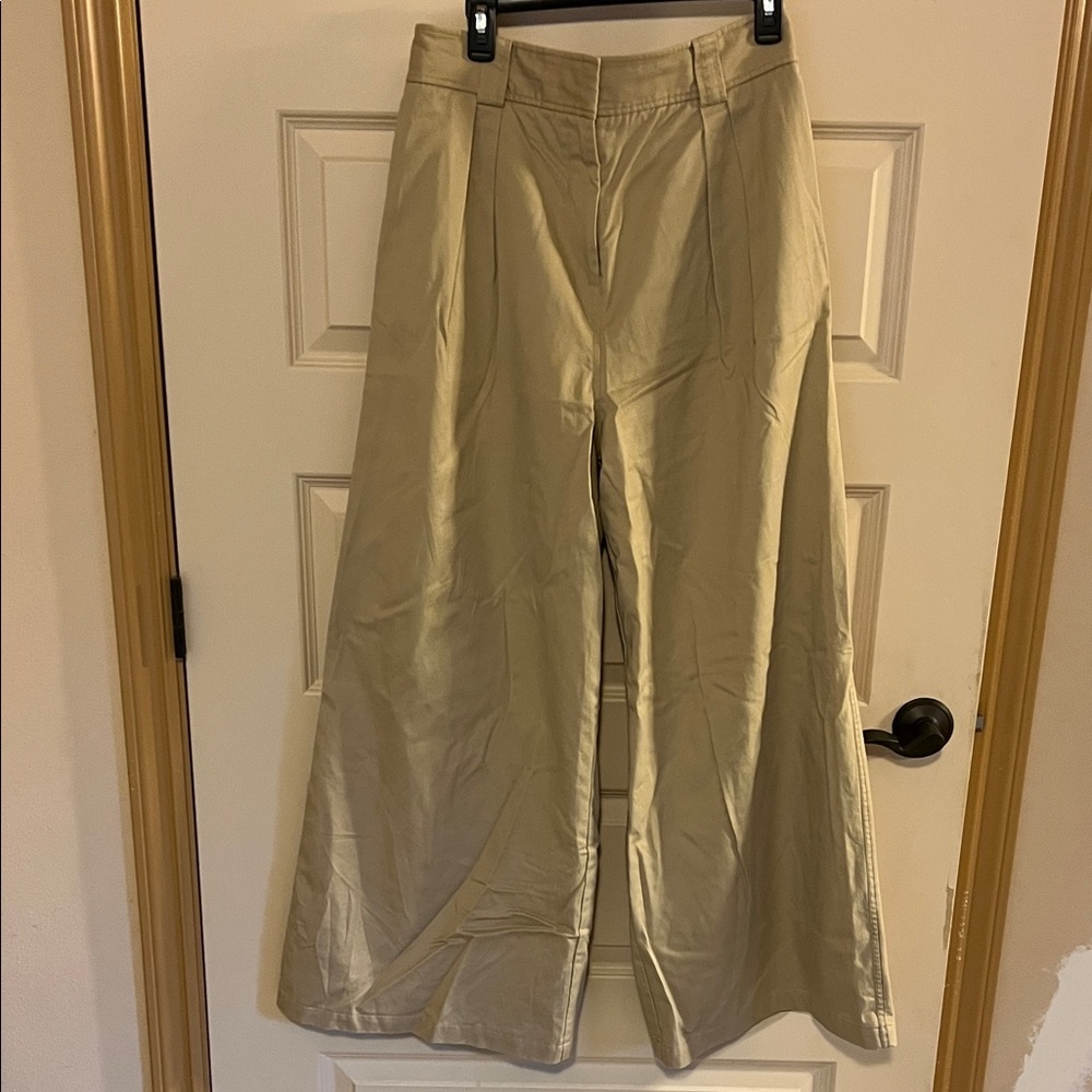 High waisted Wide Leg khaki Pants